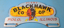 Vintage Blackhawk Sign Topper - Co Op Il Indian Porcelain License Plate Topper Vintage Blackhawk Sign Topper - Co Op Il Indian Porcelain License Plate Topper
