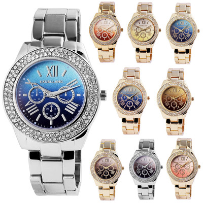 Excellanc Orologio Donna Quarzo Con Cinturino Metallo E Strass - Bracciale A Maglie