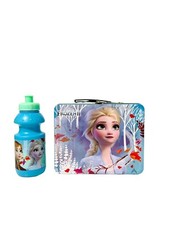 KIDS Disney Frozen Snack Lunch Tin Box 7.5" x 6" and Plastic Water Bottle - NEW