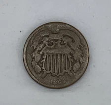 1864 Two-Cent Piece 2C USA Coin Rare Estate Collection Find
