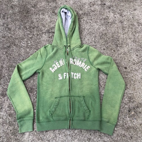 Abercrombie Fitch Hoodie Mens M Green Full Zip Distressed Sweatshirt  Sweater Y2K - The ICT University