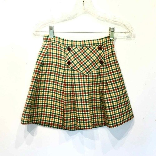 70s Plaid Schoolgirl Skirt Retro Girl 12-14 Adult XS S Mini Skirt Kawaii Lolita - Afbeelding 1 van 11