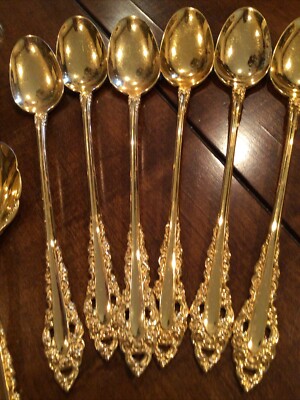 ROYAL GRANDEUR ART NOUVEAU GOLD PLATED ONEIDA COMMUNITY ICED TEA SPOON EXCELLENT