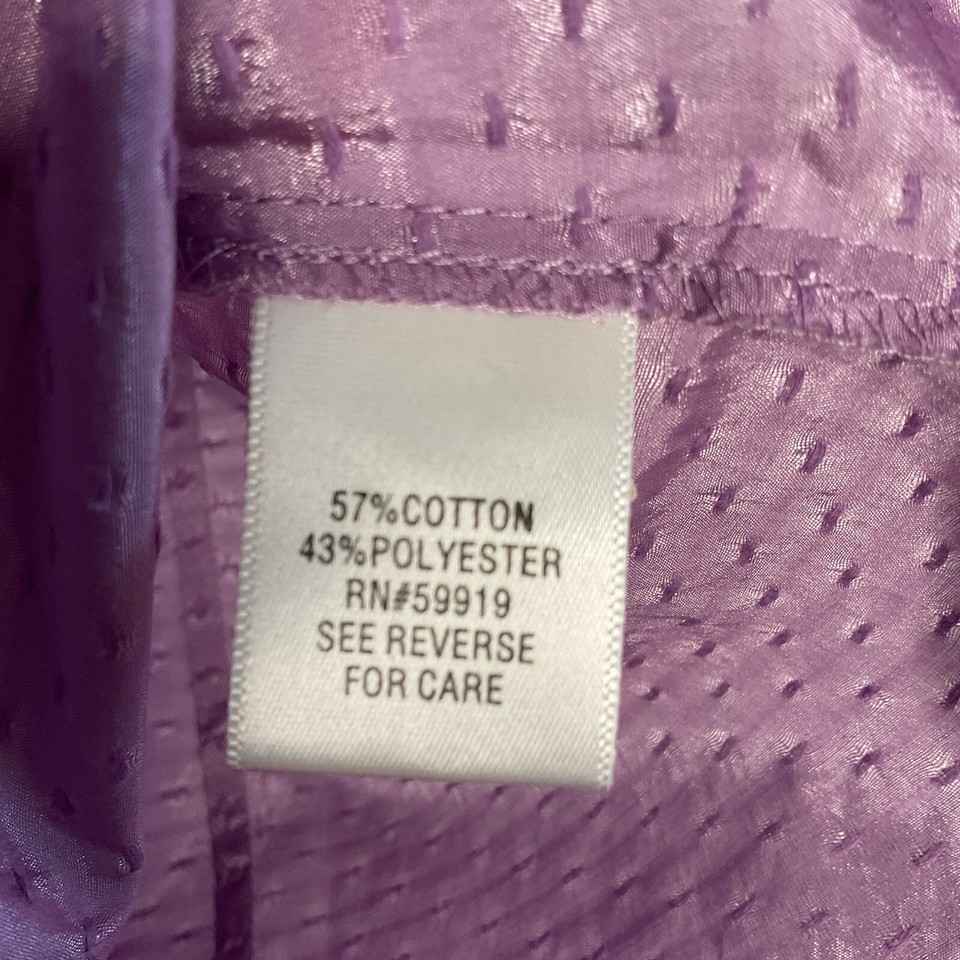 Apt. 9 Women's Medium Blouse Shirt Purple Short Sleeve Button Up Ruffle