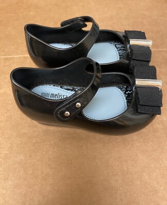 ホースシューさま　Little Wing col.Black Mini Melissa + Jason Wu Jelly Upper Bow Front Peep Toe Kids Black