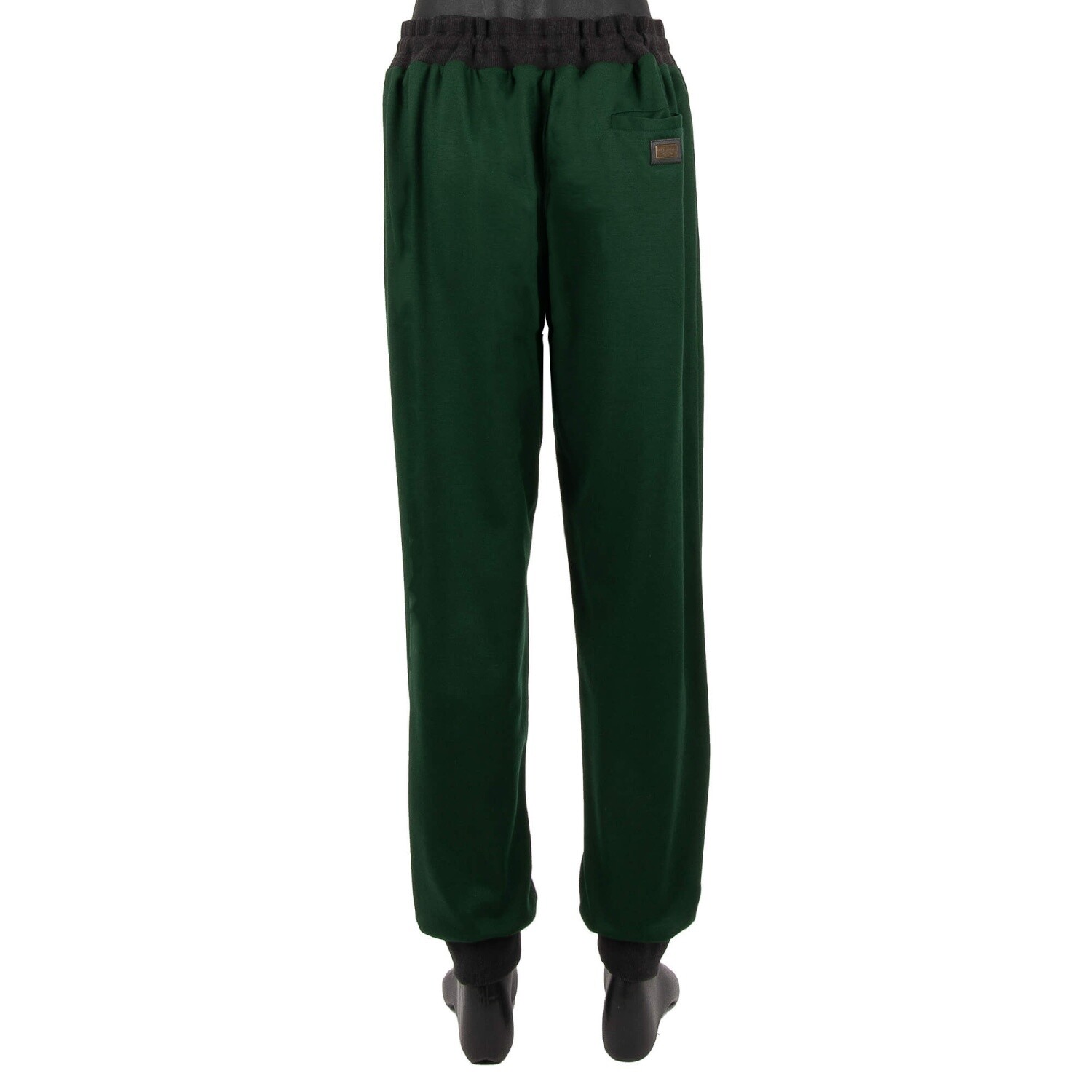 DOLCE & GABBANA DG Logo Plate Nylon Cotton Jogging Pants Green Gray 13646