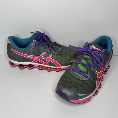 Asics Shoes Womens US Gray Pink Bright Multicolor Gel Running  T2K6N