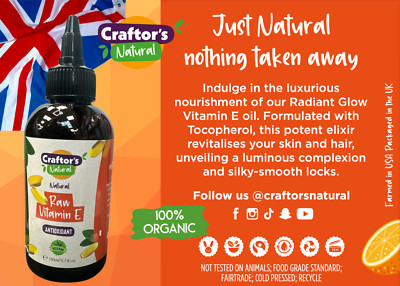 Craftor's 100 % natürliches rohes Vitamin E Antioxidans veganes Öl 150 ml UK schnelle Marke