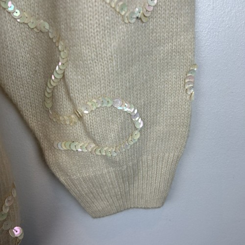 Amanda Smith Sweater Womans M Silk Blend Sequin Ivory Pull Over Vtg New - Picture 4 of 11