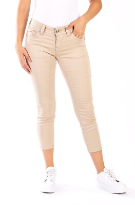 BLUE MONKEY DAMEN JEANS B-WARE SOMMERFARBEN HELLES GRÜN HELLBRAUN SKINNY CROPPED