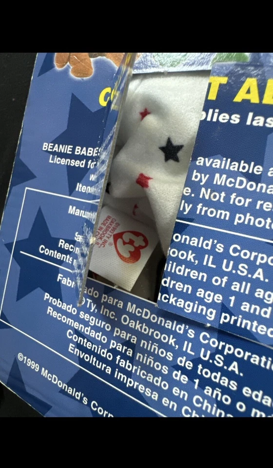 Ty Teenie Beanie bebê "Glory the Bear" 1997 Mcdonalds raro com erros de etiqueta 1993 - Imagem 3 de 3