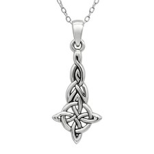 Small Witches Knot Pendant Sterling Silver Necklace 18" - Protection