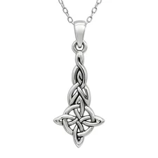 Small Witches Knot Pendant Sterling Silver Necklace 18" - Protection Charm