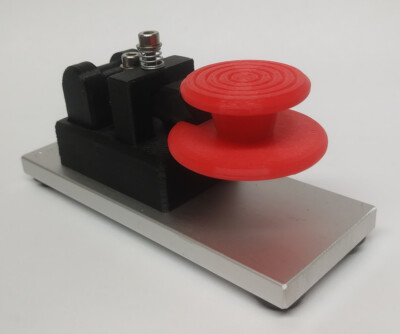 Black-Red Morse Code Straight Key With Skirt & Aluminum Base
