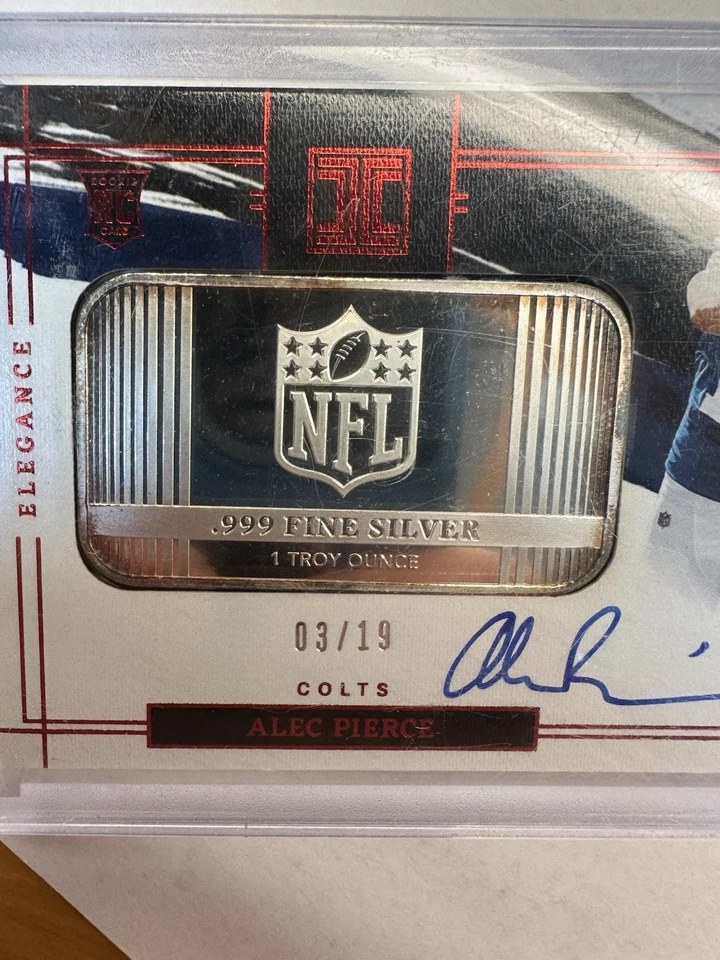 2022 Impeccable 1oz Silver Bar Alec Pierce 3/19 RC Auto Rookie Sealed By Panini! - Image 3 of 4