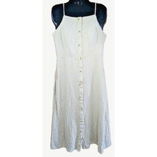 Old Navy Dress M Linen Blend Smocked Boho Capsule Minimalist Cottagecore Beachy