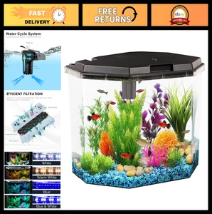 6.5-Gallon Aquarium Kit with Power Filter, LED Lighting, Complete Fish Tank Setu