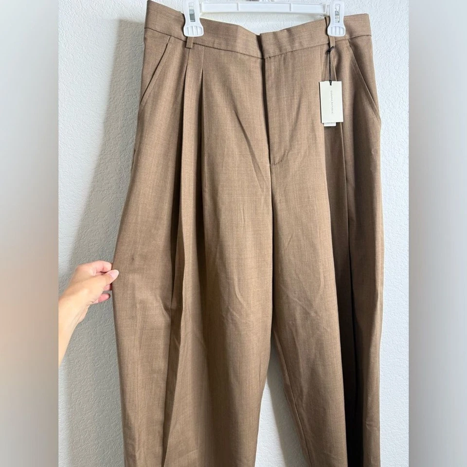 Nuevo con etiquetas Pantalón Banana Republic Soho tiro alto pierna ancha lana italiana talla 12 Foto 4 de 4