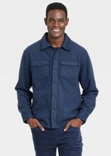 NWT Men's Long Sleeve Shirt Jacket Goodfellow  Co SOFT Fleece Dark Blue M L XL