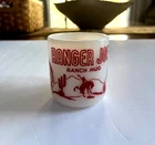 Vintage Ranger Joe Milk Glass Red Ranch Mug, 1950s