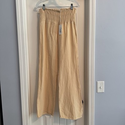 New STARK X Small Ashton Pant Sheepskin Peach Gauzy Side Slits Beach Boho