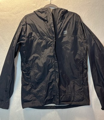 Mountain Equipment Co Rain Jacket MT Black Fullzip Hooded Hiking Layer Shell MEC