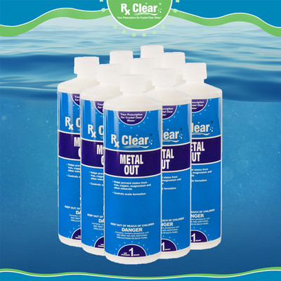 Rx Clear Swimming Pool & Spa Metal Out Chemical 1 Quart Bottle - 9 Pack