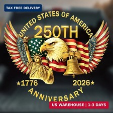 2PCS America 250th Anniversary Car Window Decal Sticker 1776-2026 American Ind