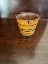 Rare 1894 World Exposition Souvenir Cup - Cotton Expo - Treen Wood Bucket 2"