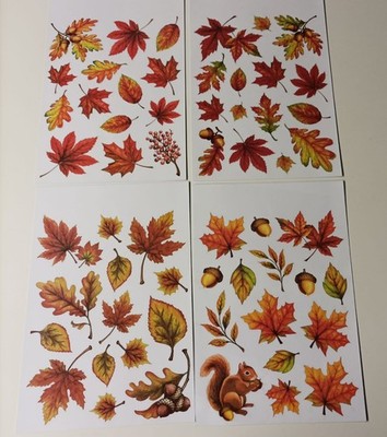 4 Bögen Fensterbilder Herbst Fenstersticker Fensterdeko Fensterbild Herbstlaub