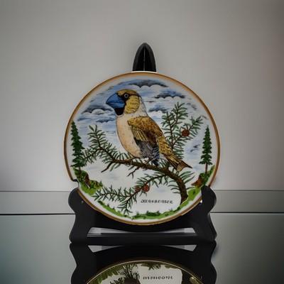 VTG GERMAN Painted KERNBEISSER Bird Decorative Plate KAHLA GDR Wall Shelf Decor