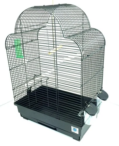 Elsa Large Metal Bird Cage for Budgie Canary Tray, Perch, Feeders - White, Black