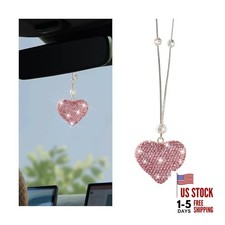 Bling Heart Car Hanging Accessories, Crystal Rhinestone Love Heart Vehicle Pink