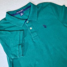 US POLO ASSN. Youth 18 Kids XXL Green Polo Short Sleeve Preppy FLAW