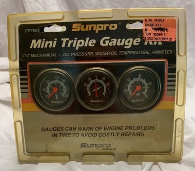 Sunpro Vintage Mini Triple Gauge Kit NOS CP7997