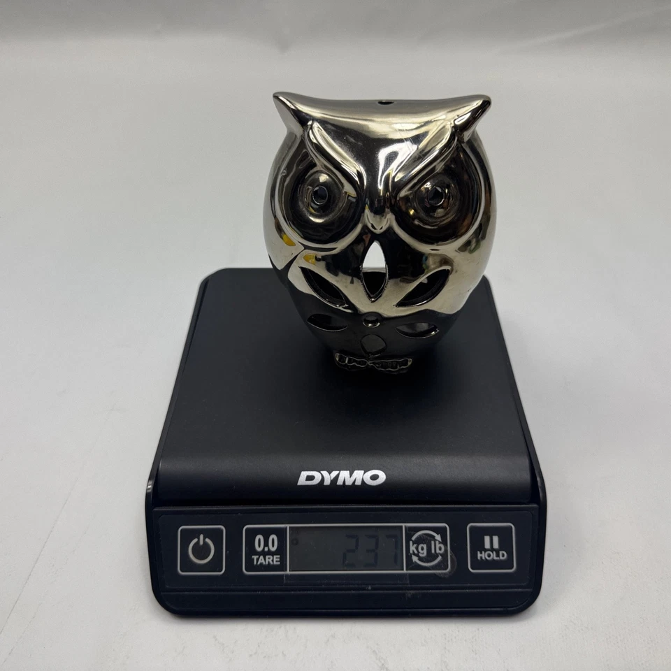 Unbranded Silver Owl Ceramic Tealight Holder Cut-Out Candle Lantern - Image 3 of 4