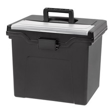 IRIS USA File Box with Lid Organizer for Letter Single, Black w/ Handle