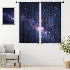 Galaxy Space Curtains Boys Celestial Star Dark Cool Nursery Gamer Gaming Oute...