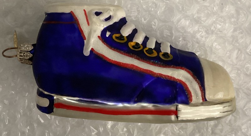 CHRISTOPHER RADKO SNEAKER  high tops blue Red  stripe shoe Tennis Flecked Paint