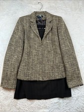 Jones New York Signature 2 Piece Suit Set Womens Size 8 Tweed Jacket Skirt Brown