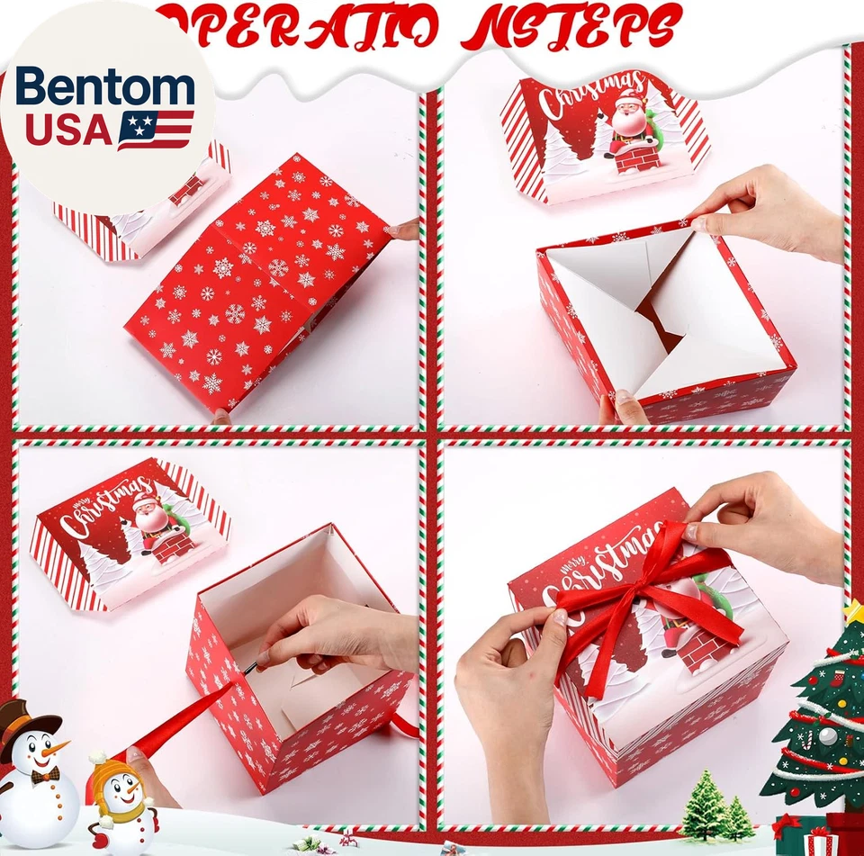 8 Sets Christmas Nesting Gift Boxes with Lids 3 Assorted Sizes Stackable Nested - Image 3 of 4