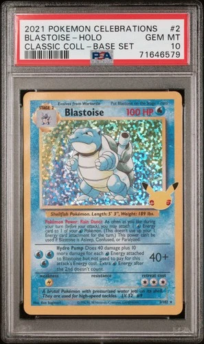 Blastoise-Holo Pokemon Celebrations Classic Collection 2 NM PSA 10