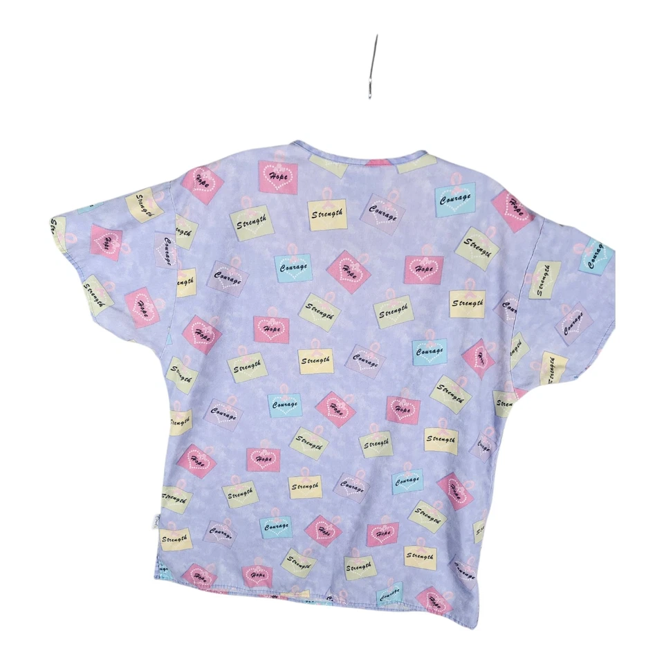 Vintage Crest Breast Cancer Awarness Ribbon Scrub Top Size Sm Womens Medical - Image 2 of 4