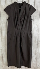 BOSS Hugo Boss US 10 Sheath Dress Dark Brown Virgin Wool Silk Sleeveless Luxury