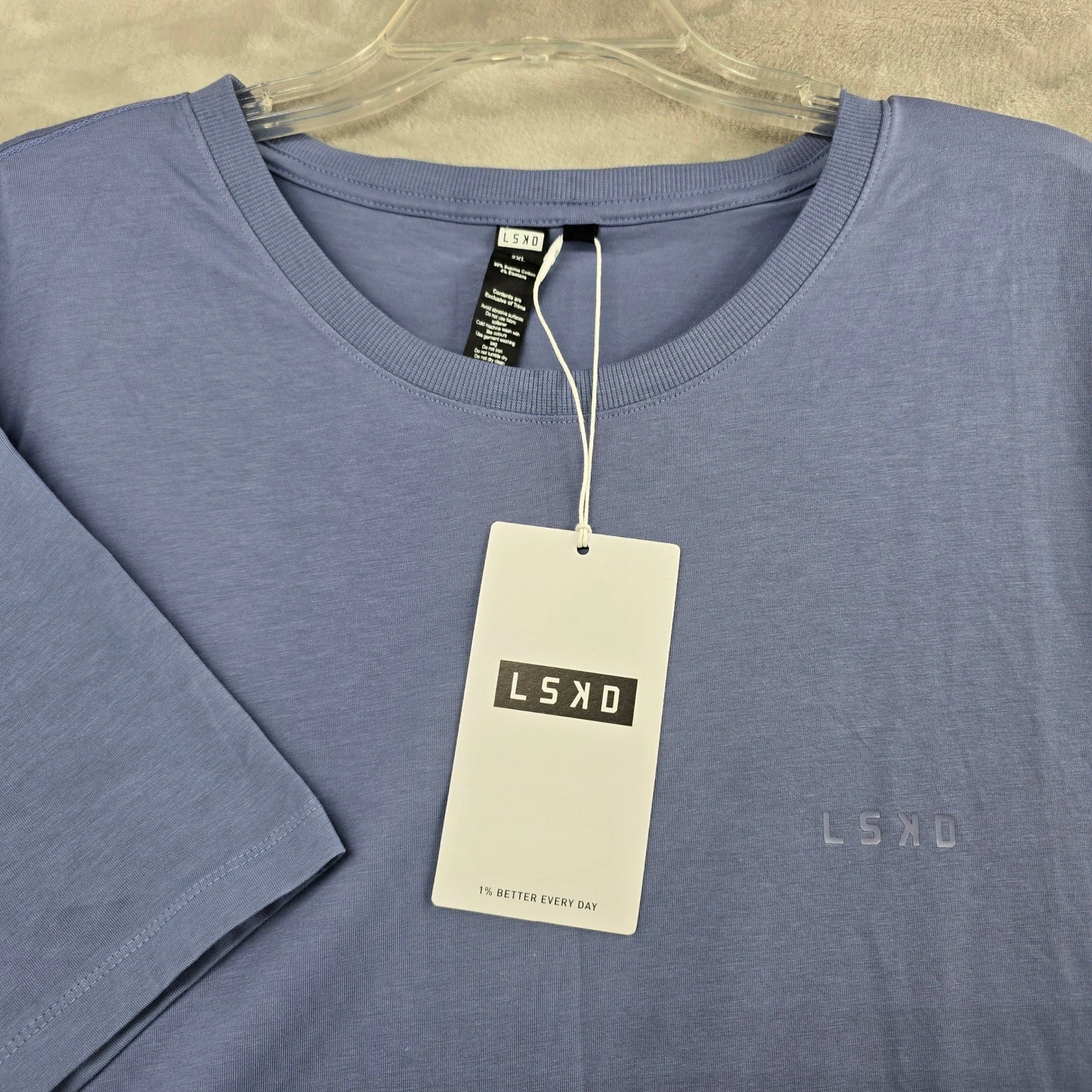 LSKD Deluxe PimaFLX Tee Blue Ice Mens 2XL MSST0006 Activewear T-Shirt NWT