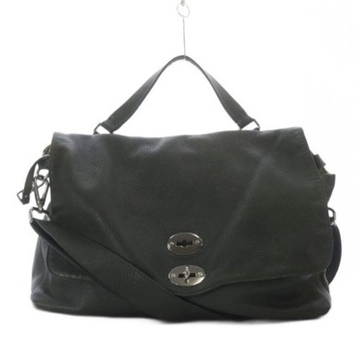 Zanellato Postina L Leather Shoulder Bag Handbag One Handle Khaki YO32 Used 7b40