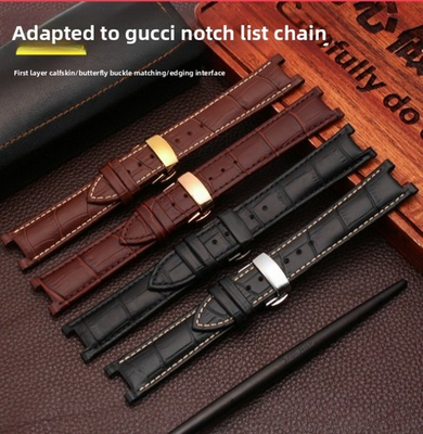 #ad High Quality Notch Cowhide Geuine Leather Watch Band Strap 22mm for Gucci YA1332 $34.88