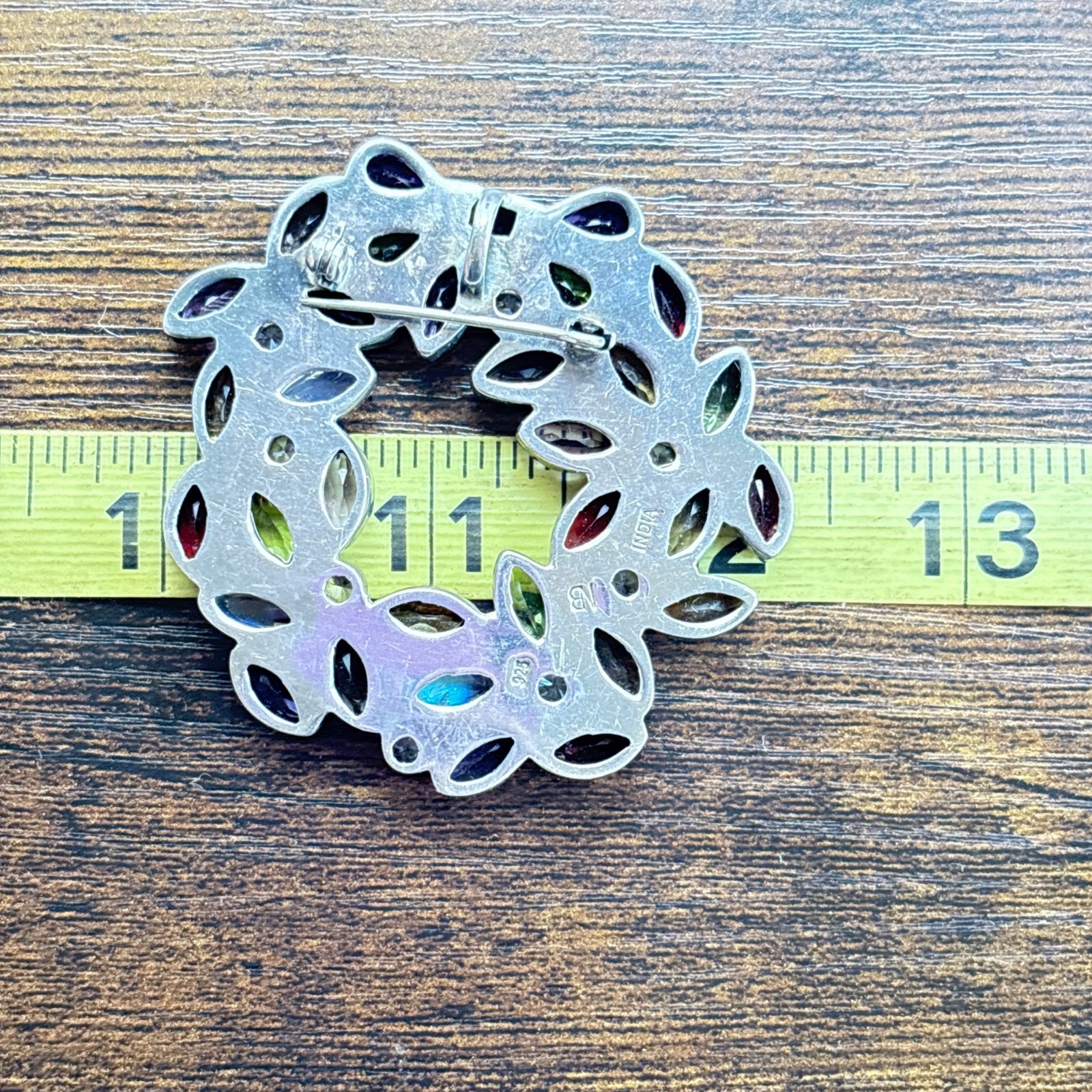 VTG Solid Sterling Silver 925 Multi-Gemstone Circ… - image 11