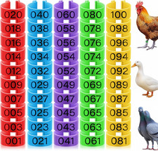 100 Pieces 16 mm Chicken Leg Rings with 5 Colors Numbered Chicken Leg Bands C...