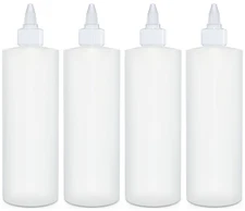 Condiment Squeeze Bottles, 16 OZ Empty Squirt Bottle with Twist Top Cap, Leak...